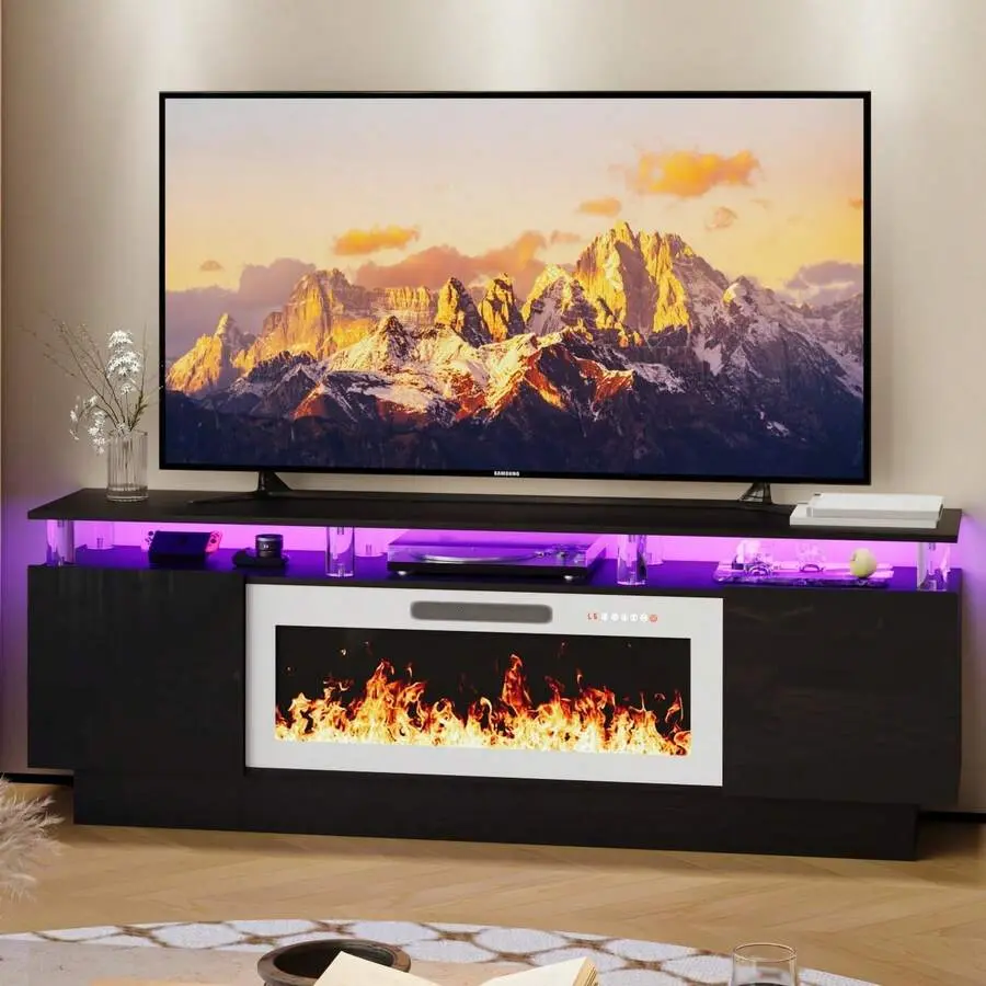 Acrylic Column Posts Black With White Fireplace