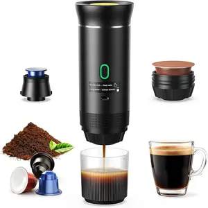 3-in-1 Portable Espresso Maker, Mini Coffee Maker for Travel, Self-Heating Car Coffee Maker with USB-C, Small Espresso Machine with Ground Coffee &Capsules for RV, Hiking, Office Stock Up Value Pack TikTokShopBlackFriday Christmas Gift