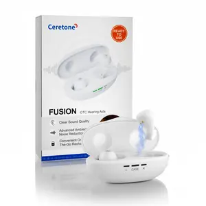 Ceretone Fusion Hearing Aids Rechargeable with Noise Cancelling (OTC), Adults Hearing Amplifiers with Advanced Noise Cancellation - Easy Volume Control with Portable Charging Case Summervibes