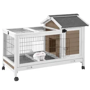 Aivituvin AIR24 Rabbit Hutch Bunny Cage Guinea Pig House with Wheels