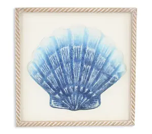 HomeRoots Blue and White Metal Sea Shell BrownWall Art