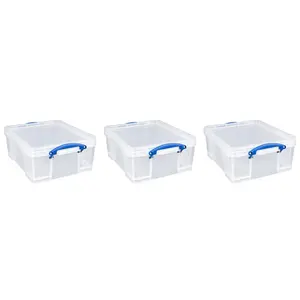 Really Useful Box 17L Storage Container with Lid and Clip Lock Handles, (3 Pack)