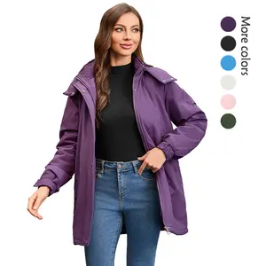Women's waterproof and windproof jacket, warm mountaineering jacket, casual jacket, women's parka women, outdoor lightweight hooded raincoat, suitable for mountaineering travel