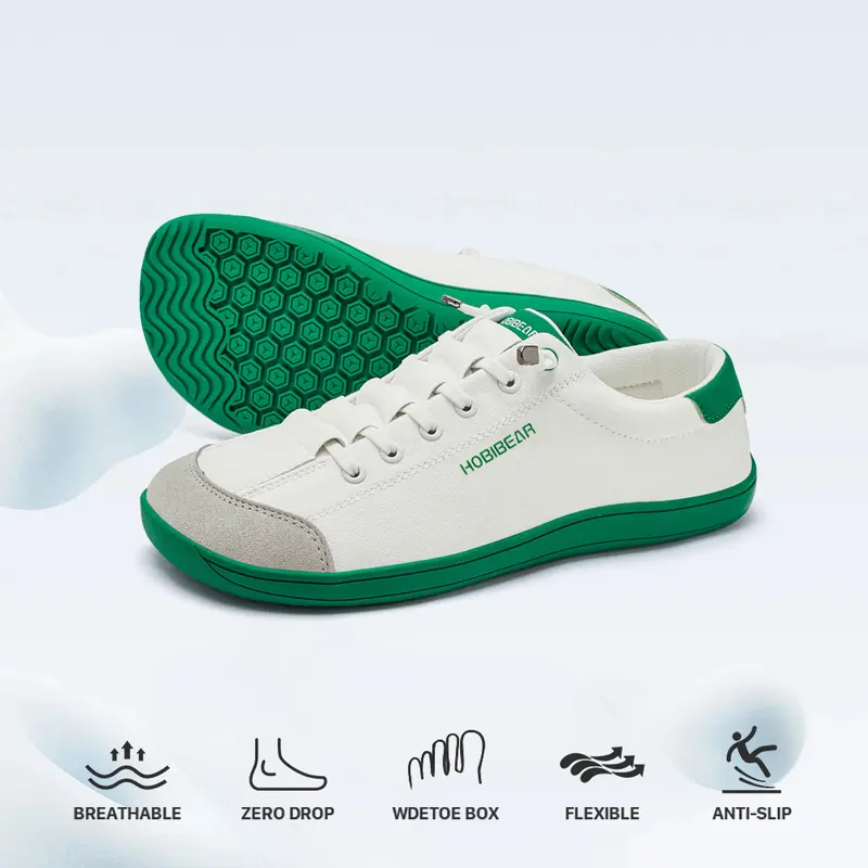 HOBIBEAR Barefoot Minimalist Canvas Slip-on Walking Trainers - Women's/Men's Wide Width 0 Drop All Seasons Footwear, Casual Rubber Sole Athletic Shoes for Women