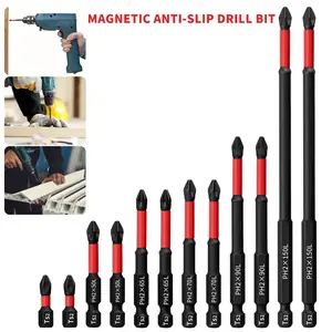 12-Piece Magnetic Anti-Slip Cross Screwdriver Bit Set, 25-150mm High Hardness S2 Material, Electric Drill Bits Tool Kit