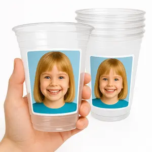 CUSTOM PLASTIC PHOTO CUPS 16OZ - Personalized Photo Cups with Customizable Images - 12 Count Set for Gifting or Self-Treating - Unique Drinkware Experience