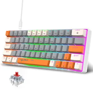 Hxsj-63 Key Wired Rgb Mechanical Keyboard, Ergonomic Design, Ideal for Gaming and Office Use, Comfortable Typing Experience