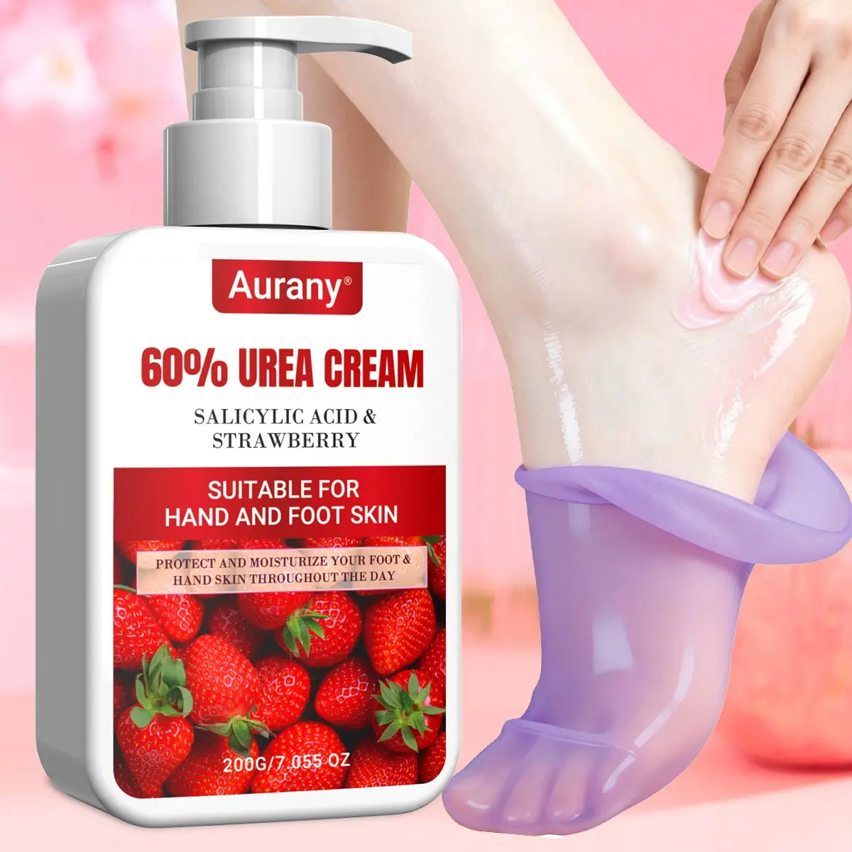 Crema De Urea Para Los Pies, Urea Cream 60% Moisturizer, Infused With Salicylic Acid & Strawberry Extract, Deeply Nourishes And Protects Your Skin, Moisturizing, Lightweight & Non-Greasy Texture, A Savior For Dry & Cracked Skin, Suitable For Anyone