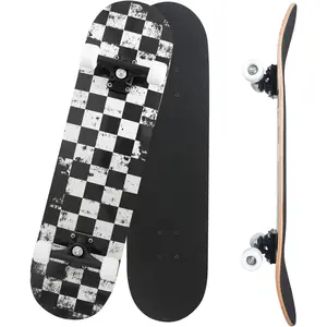 31 Inch Complete Skateboard, Standard Skateboards for Beginners, Wood 9 Layer Canadian Maple Trick Skate Boards for Boys Girls Youth Teens Adults