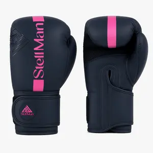 Stellman Grappling Gloves - Snug Contour Fit, Padded Cushion, Bold Colors, Vibrant Look, Matte Black and Pink, for MMA Training