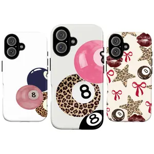 8 Ball Billiards Phone Case Collection - Leopard Print Lips Star Pattern| Pink Pool Game Vibe Aesthetic Cover for iPhone 17 Pro Max 16 Plus 15 14 13 12 11 Air & Samsung Galaxy S25 S24 S23 S22 S21 Ultra| Trendy Gift for Her