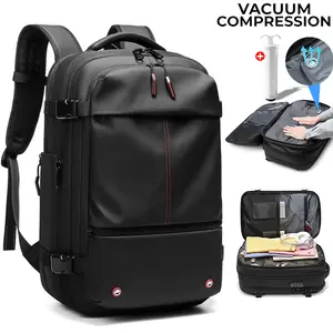 Vacuum travel backpack with manual air pump, vacuum-sealed compression backpack, unisex large-capacity travel bag, durable outdoor hiking sports backpack, airline carry-on compliant backpack, essential travel bag, expandable compression pouch, waterproof