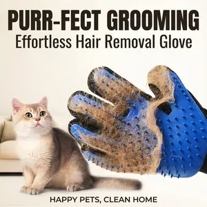 Pet Grooming Gloves, Deshedding Brush bathing Gloves for Dogs Cats, Gentle Massage long Hair Remover Mitt tools removal comb adjustable bath double-sided cat happy dog vacuumbrush bag lightweight tick removal comb indian lice removal comb towel shedding