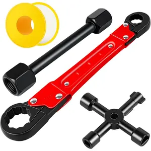 Angle Stop Wrench Kit, Plumbing Tools, Angle-on Plumber Wrench for Quick And Hassle-Free Angle Stop And Supply Nut Installations(Black-A)