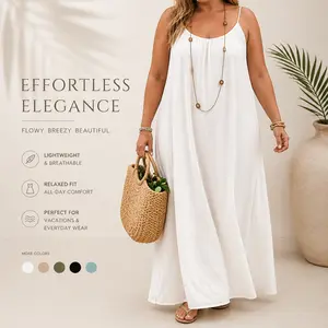 Women's Solid Color Cami Lounge Dress, Elegant Sleeveless Long Dress for Summer, Ladies Sleepwear for Indoor Wear