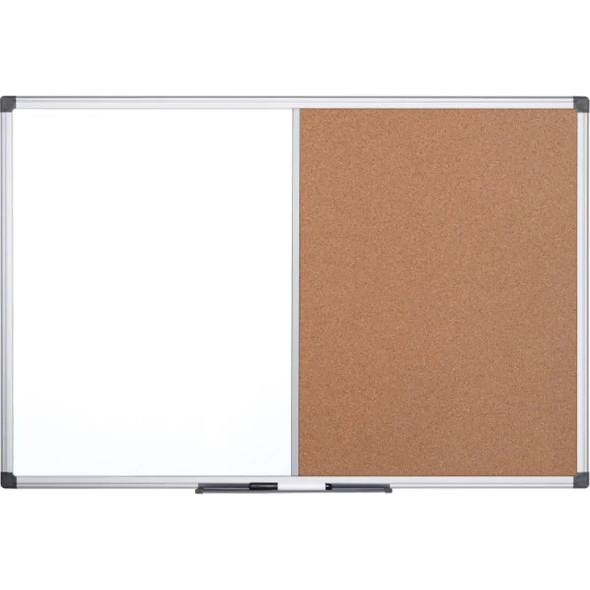 Bi-Silque Mastervision Double-Sided Dry-Erase Combination Board - Cork, Easy-Clean, Reusable, Silver, 36x48x0.5 in., Vertical/Horizontal Mount, Wipes Down Quickly Office Presentation Supply, Double Sided Board