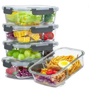 AISOON 5-Pack 36oz Borosilicate Glass Food Containers for Kitchen, Upgraded Snap-Lock Lids, Airtight Leakproof Anti-Leak Microwave-Ready Lunch Boxes (Oven, Freezer, Dishwasher Safe)