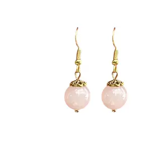 Candmjewelrydesigns Rose Quartz Crystal Earrings with Hypoallergenic Gold Plated Hooks Fashion Accessories for Sensitive Ears Comfortable & Durable