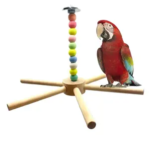 Colorful Rotatable Windmill Swing Toy for Parrot Bird Cage Large Educational DIY Bird Supplies Interactive Playtime Enrichment with Beads