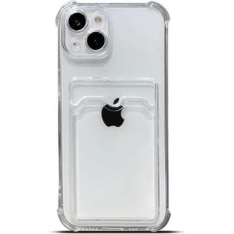 Crystal Smartphone Casing Wallet with Cash Slot - Fingerprint-Accessible Phone Accessory for iPhone 17/16/15/14 Pro/14/13/12/11 Pro Max/Plus, Slim Soft TPU, Drop-Resistant Bumper, Anti-Yellowing Protector Card Holder Cover