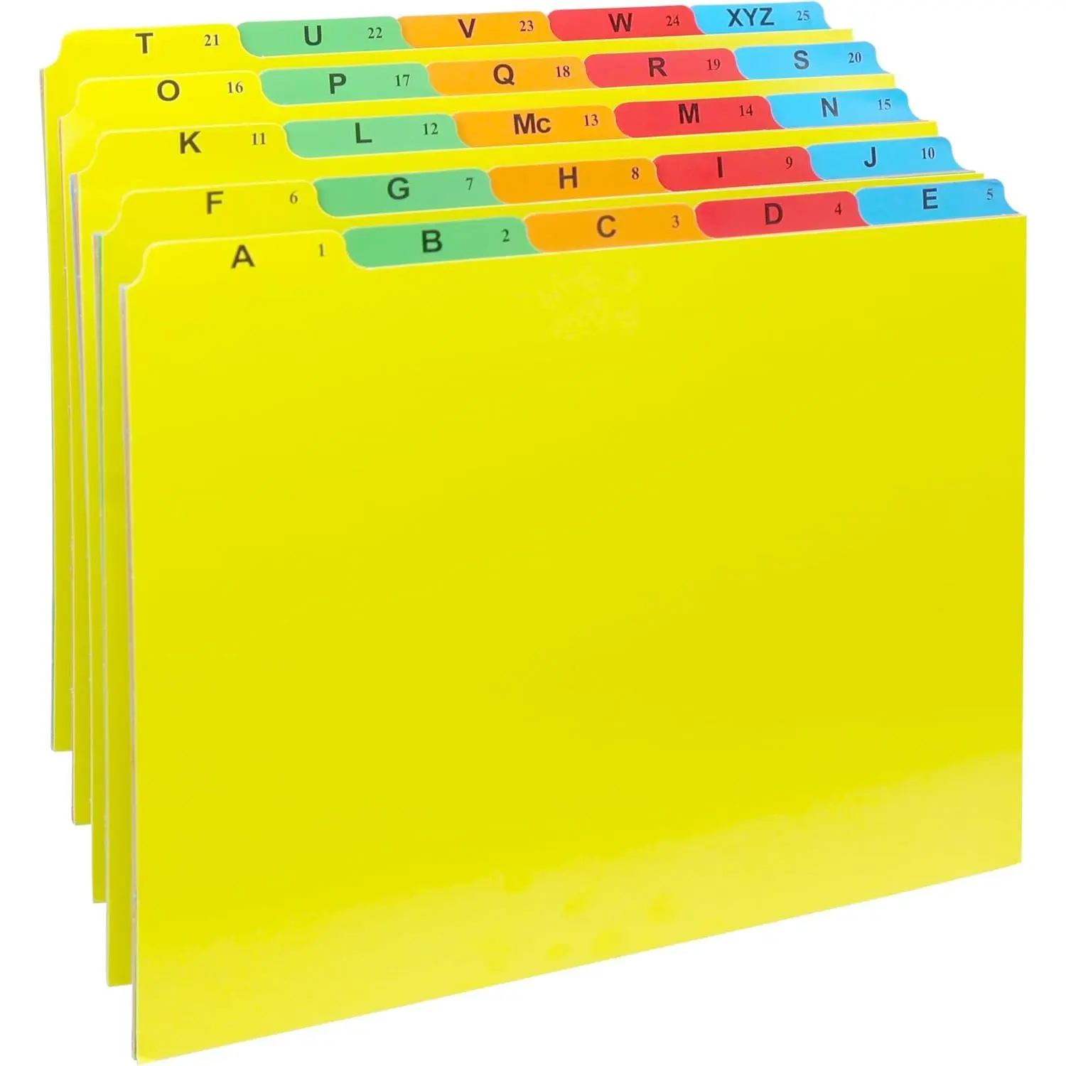 A-Z Alphabetical Hanging File Folder Guide Dividers, Heavyweight Letter Size, 5 Color-Coded Tabs, 1/5 Cut Positions, 5 Tabs Across, Heavy-Duty Office Organizers, Heavyweight 5 Color Coded Tabs