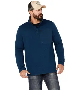 Brothers And Sons Men's Quilted Button Mock Pullover - Bassp22k41-Dkblu