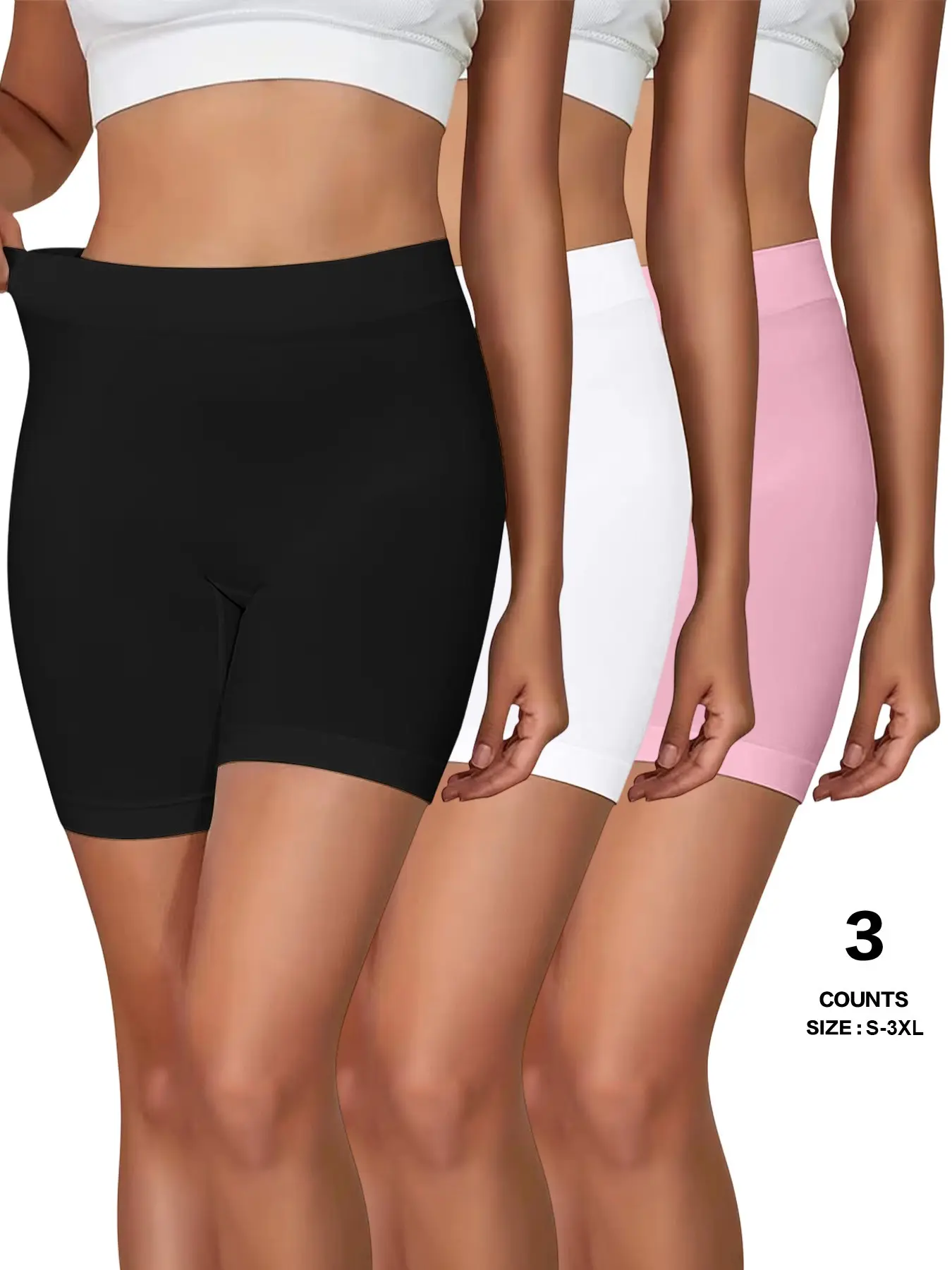 Slip Shorts for Under Dresses Women Body Sculpt Anti Chafing Seamless Smooth Elastic Soft Stretch Panties Underwear Boyshorts Panties Under Shorts Everyday Basic Seamless Sculpt Shortie Body Shaper Shorts Casual Shapewear