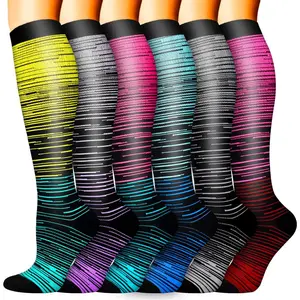 Compression Socks for Women & Men 6 Pairs Best Supportive Knee High Stockings for Circulation, Travel, Nurses