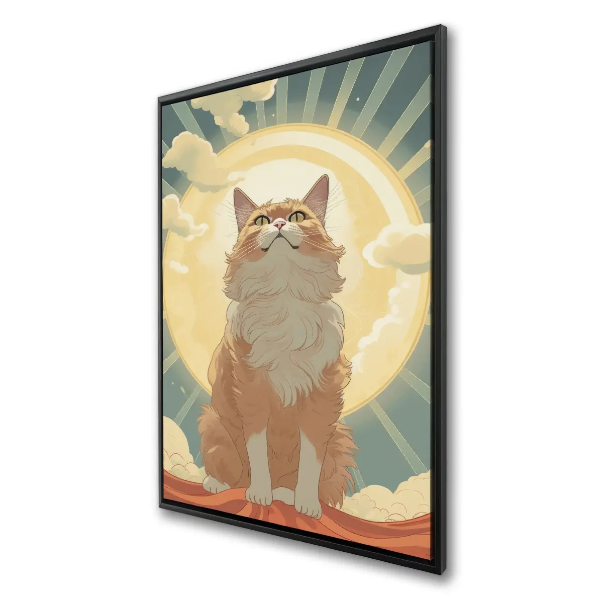 Pictorem C1FC2436GNHX3K 24 x 36 in. Mowing Above - Coral Framed Canvas Wall Art for Home Decor