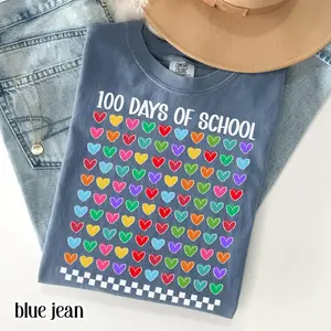 Comfort Colors 100 Days Of School TShirt Kindergarten Teacher First Grade TShirt Hearts Girls School T-shirt Youth Toddler 100 Day School Tee