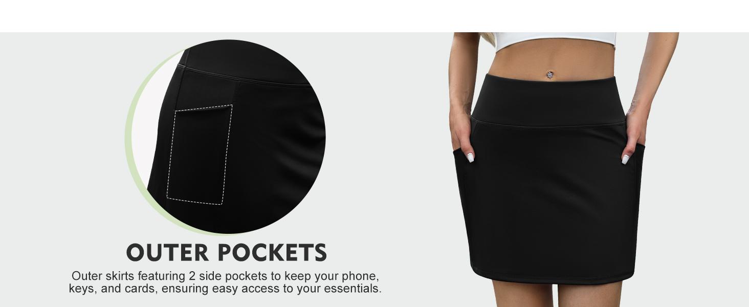 Women’s High-Waisted Active Skirt - Stretchy Sports Skort with Built-in Shorts & Pocket for Running, Golf, Summer Casual Wear