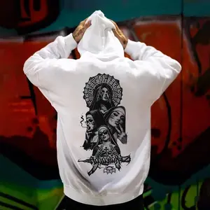 Viral Graphic Hoodie – Unisex Cotton Thick Warm Autumn Winter “Dark Style Gangster Nuns” Vintage Print Hoodie