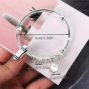Elegant 925 Pure Silver Lace Design Pendant Bracelet, 6cm Length for Valentine's Day