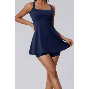 Open razor back athletic dress with underwire stitching