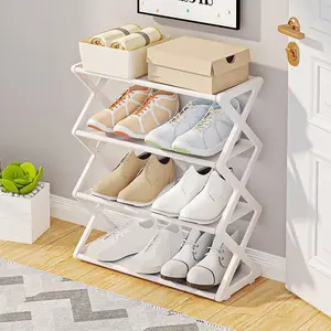 Foldable X-Frame Plastic Storage Rack, Space-Saving Shoe Organizer, Shoe Storage System, Durable Multi-Functional Furniture for Home Use, No Assembly Required