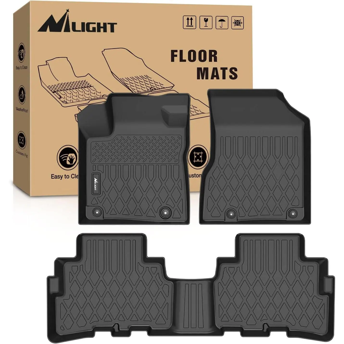 Nilight TPE Floor Mats - Custom Fit Heavy-Duty Floor Liners for Nissan Murano 2017-2024, All-Weather Mat, Mat Floor Mats