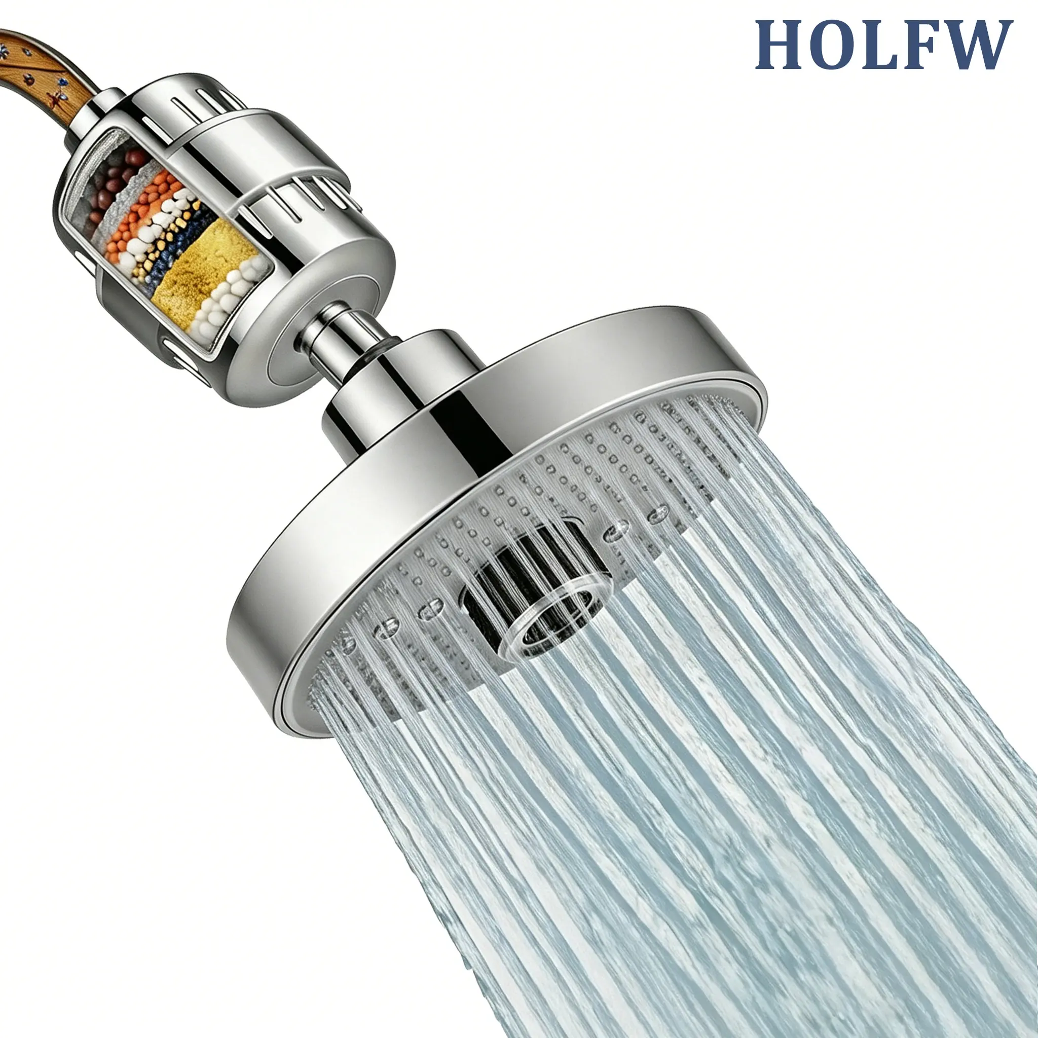Rain Shower Head,High Pressure Rainfall Shower Head,Luxury Bathroom Showerhead,5 Spray Modes, 7-Inch Round,Adjustable Settings, Universal Fit,Bathroom Fixtures Bathroom Additions