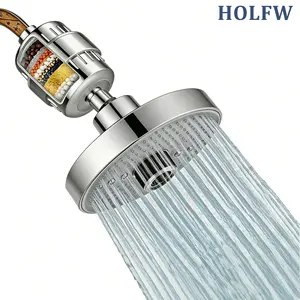 Rain Shower Head,High Pressure Rainfall Shower Head,Luxury Bathroom Showerhead,5 Spray Modes, 7-Inch Round,Adjustable Settings, Universal Fit,Bathroom Fixtures Bathroom Additions