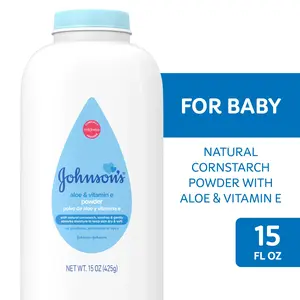 Johnson'S Cornstarch Unisex Powder for Baby and Toddler with Aloe & Vitamin E, 15 Oz Johnson & Johnson
