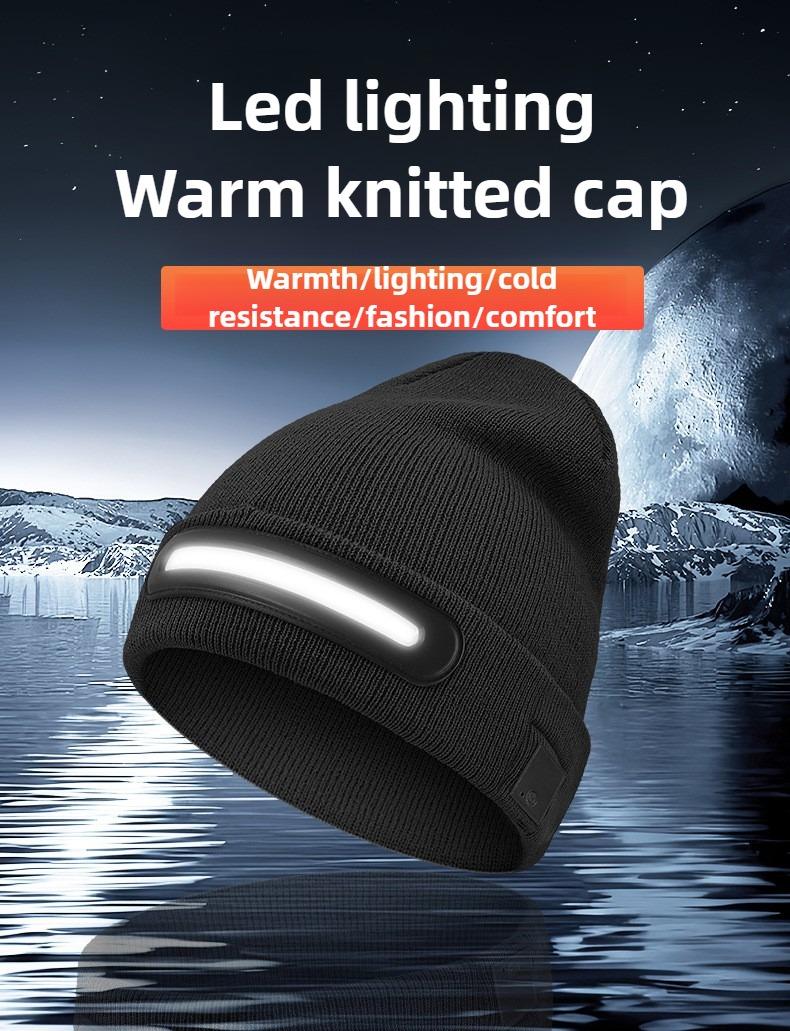Bluetooth LED Woolen Hat – USB Rechargeable Unisex Winter Hat with Lights for Men, Women & Teens, Perfect Christmas & Birthday Gift, Stocking Stuffer – Black usb-c fast charging