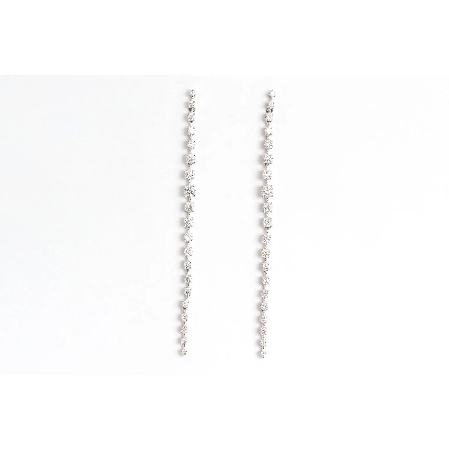 Long Diamond Drop Earrings - 14k White Gold - 1.06ctw