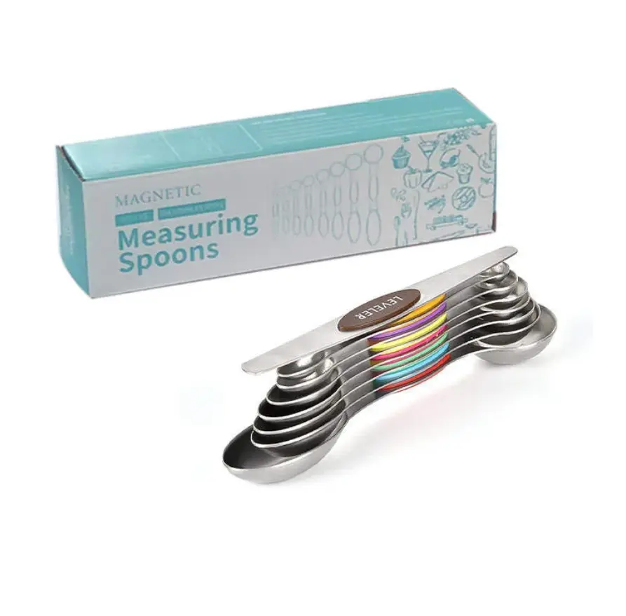 Magnetic Measuring Spoons Set - 6-Piece Colorful Kitchen Utensils for Precise Cooking and Baking Measurements, Cooking/Baking