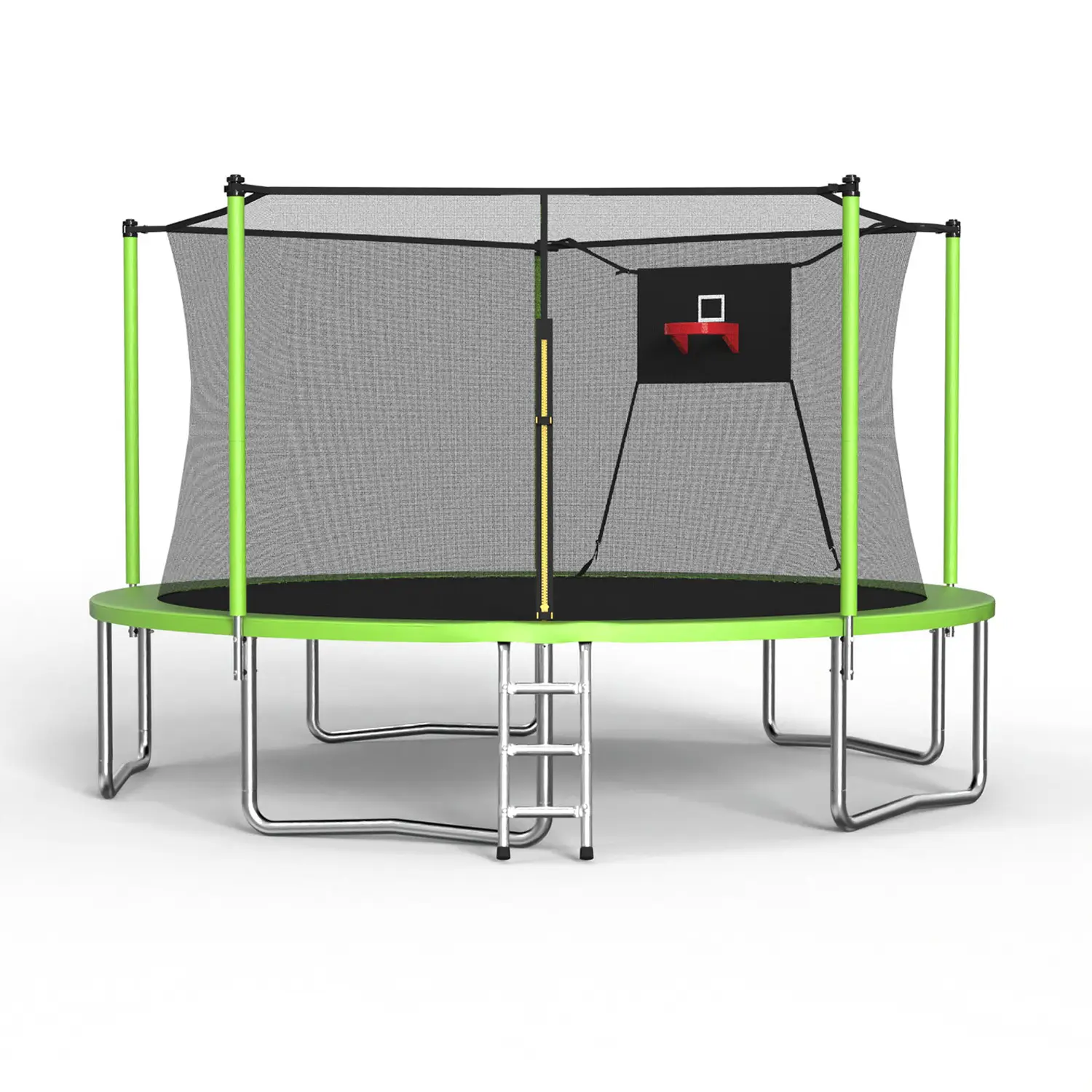 Trampoline for Kids & Adults with Enclosure Net, Multiple Size Options, Heavy Duty Galvanized Steel Frame, UV-Proof Safety Net, Ladder Included, ASTM Certified, W-Shaped Legs, Backyard Outdoor Fun