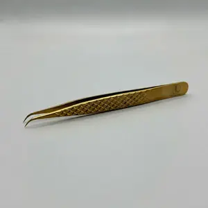 Gold J Curve Isolation Lash Tweezers (12cm) – Precision Grip