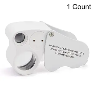 30X 60X Illuminated Jewelers Loupe Magnifier, Foldable Jewelry Magnifier with Bright LED Light, Suitable for Gems Jewelry Coins Stamps, Magnifying Glass