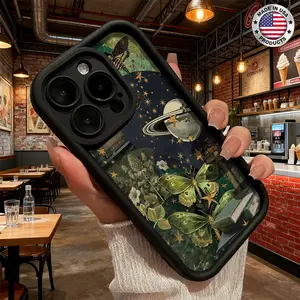 Vintage Cosmic Butterfly Star Pattern Aesthetic Case for iPhone 17 16 15 14 Pro Max 13 12 11 XR XS Plus Air Slim Lightweight Shockproof Anti Drop Protective Durable TPU Cover
