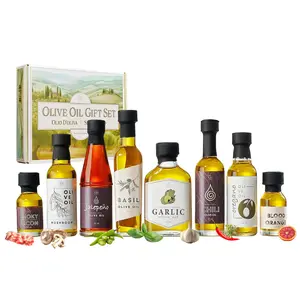 Kiri & Sons Olive Oil Gourmet Sampler Gift Set of 8 - Premium Extra-Virgin Olive Oil Made In Spain, Natural Flavors Include Mushroom, Chili, Garlic, Oregano, Blood Orange, Smoky Bacon, Jalapeno, Basil