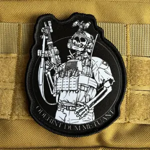 Skull Warrior Tactical Patch, Dark Military Style Velcro Emblem, High-Definition Print, Durable, Outdoor Gear Accessory, Arm Band
