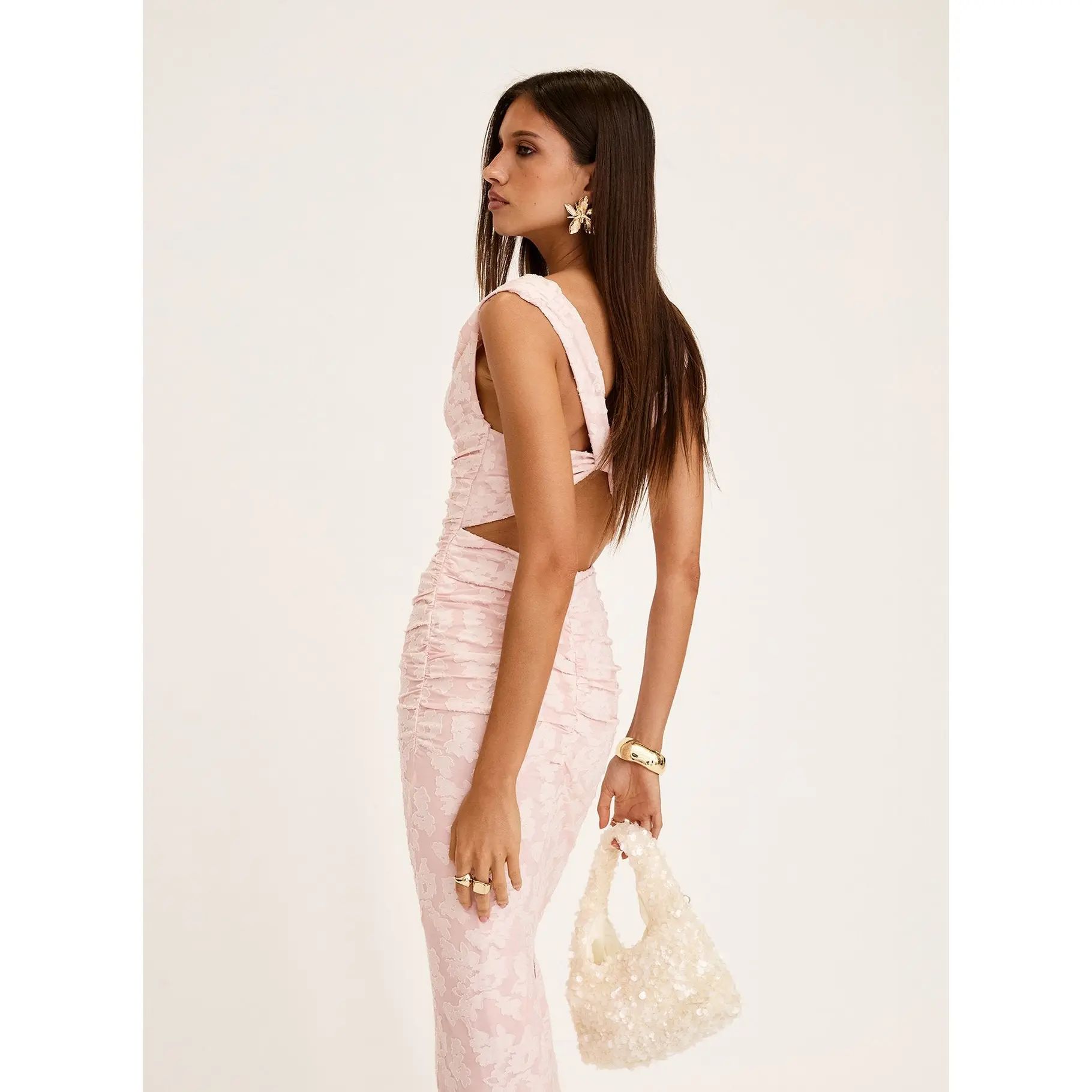 Kristeen Cowl Neck Maxi Dress Blush Pink