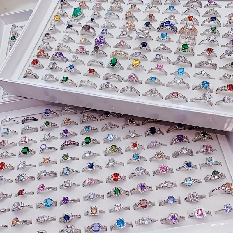 30pcs Fashion Stackable Rings Set - Synthetic Copper Rings with Sparkling Zircon Inlay, Festive Holiday Party Gifts for Home & Party Supplies